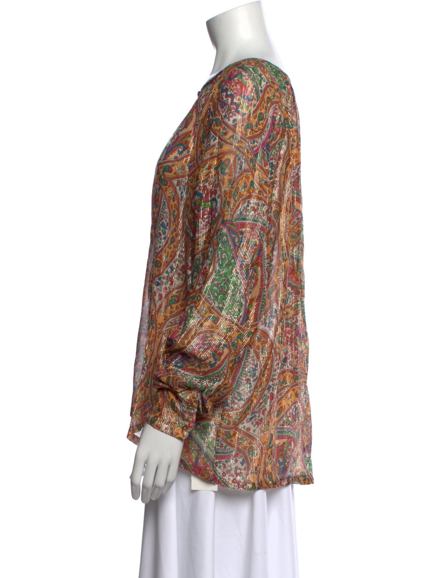 MILLE Paisley Print Scoop Neck Blouse