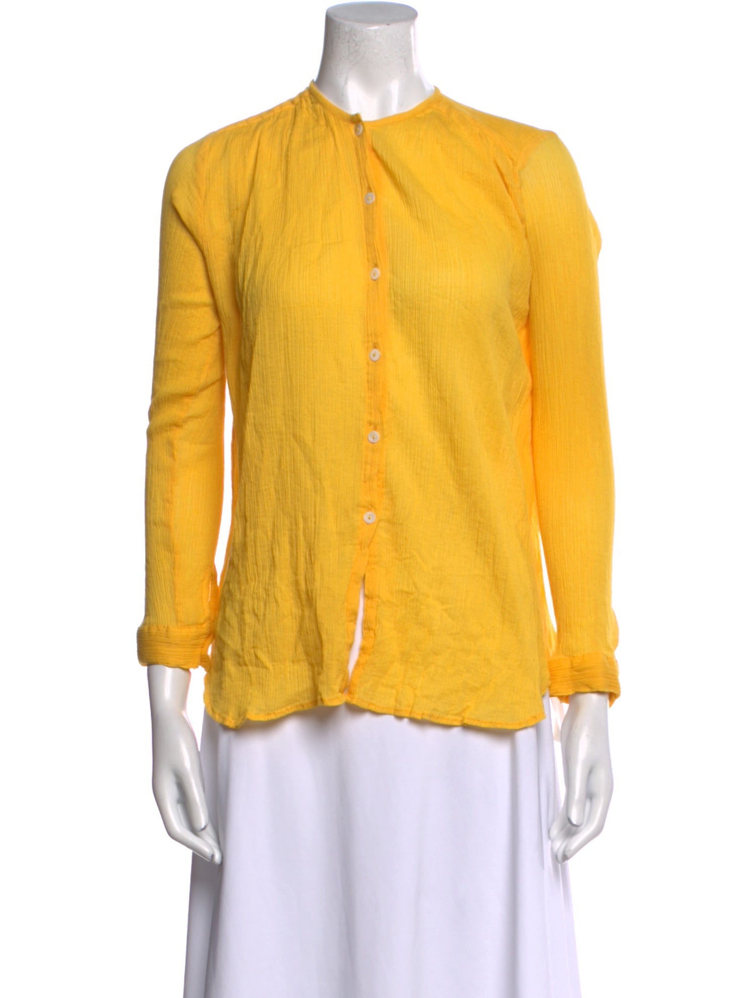 MILLE Three-Quarter Sleeve Button-Up Top