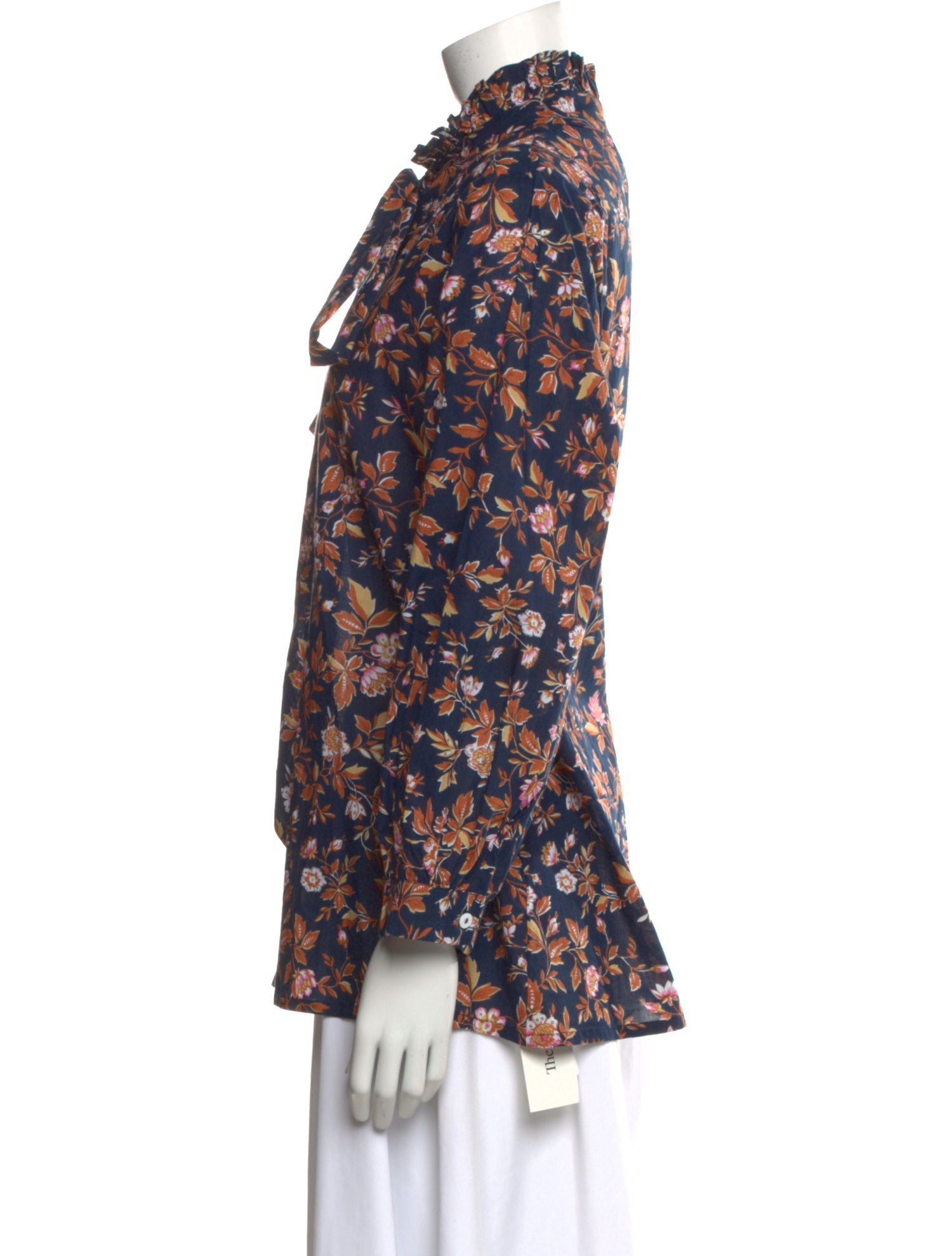 MILLE Floral Print Tie Neck Blouse