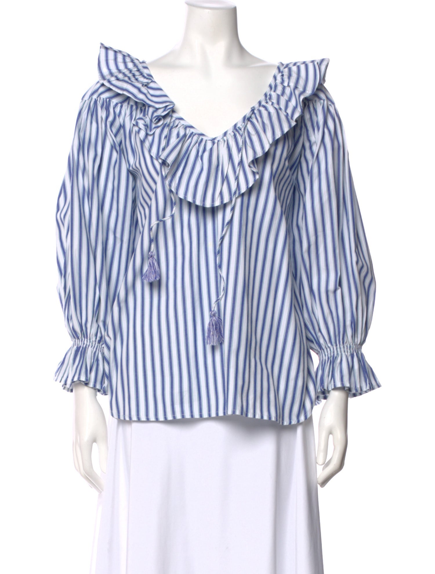 MILLE Striped V-Neck Blouse
