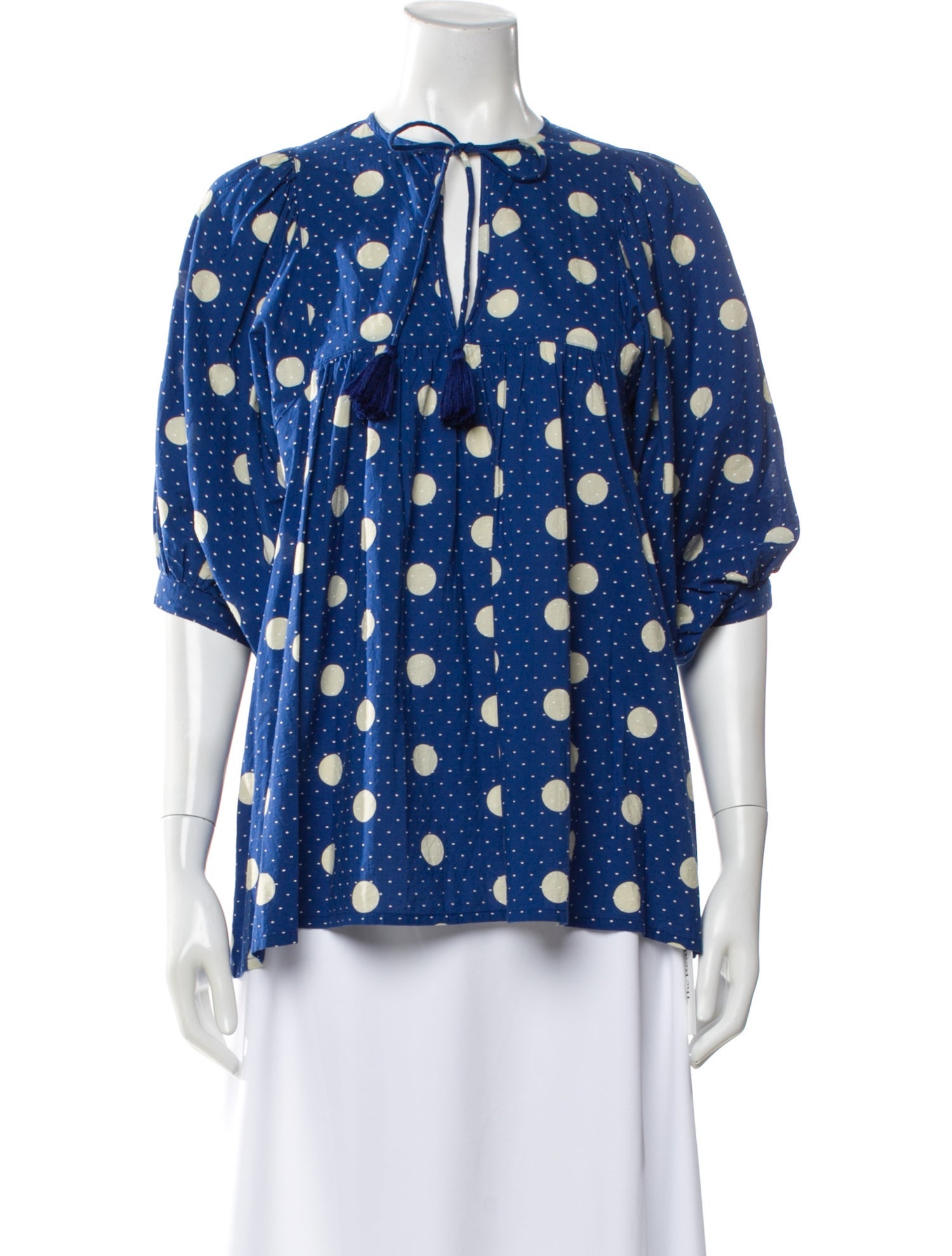 MILLE Polka Dot Print V-Neck Blouse