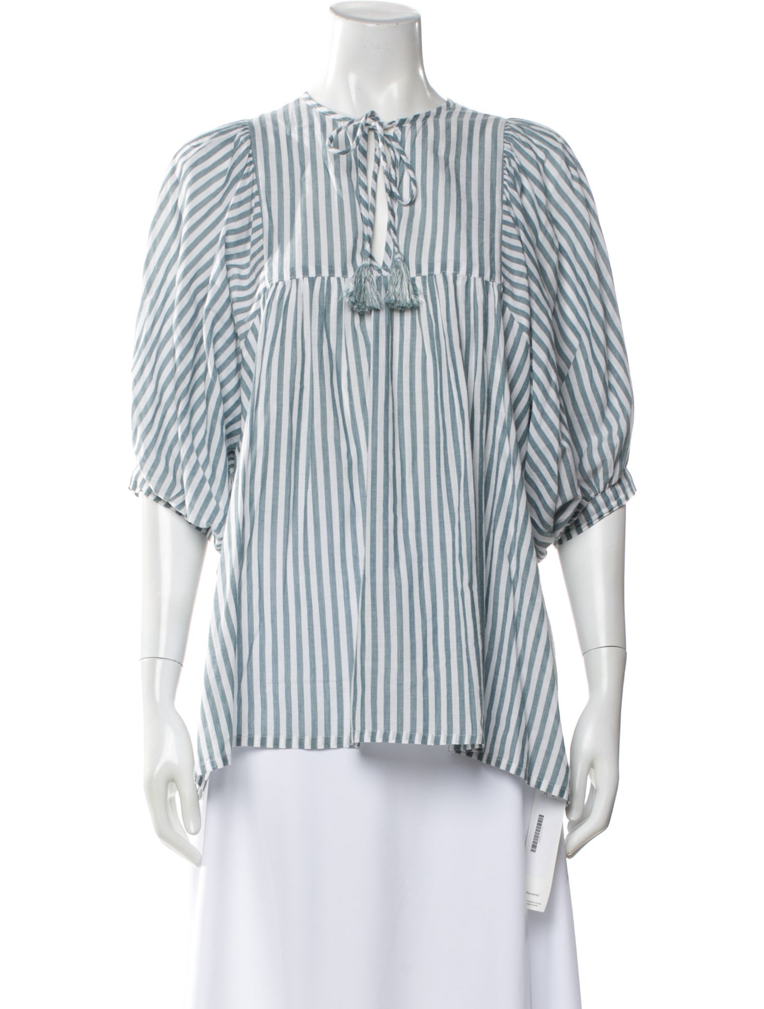 MILLE Striped Tie Neck Top