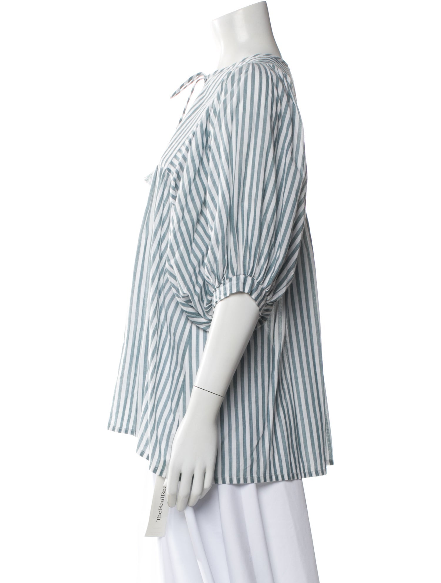 MILLE Striped Tie Neck Top