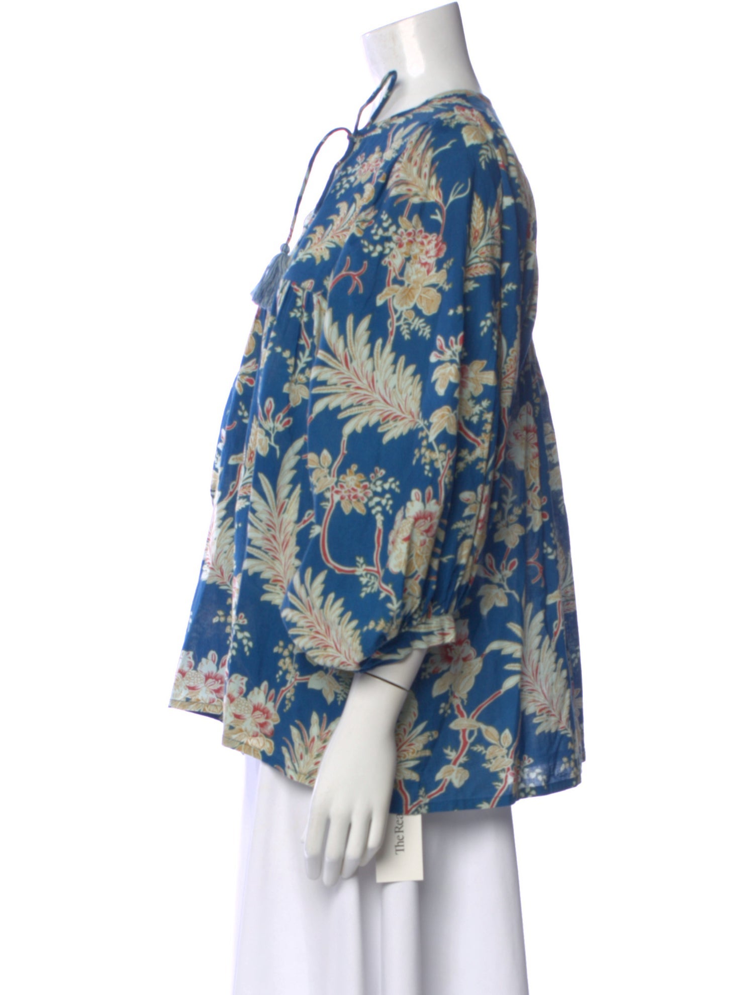 MILLE Floral Print Tie Neck Blouse