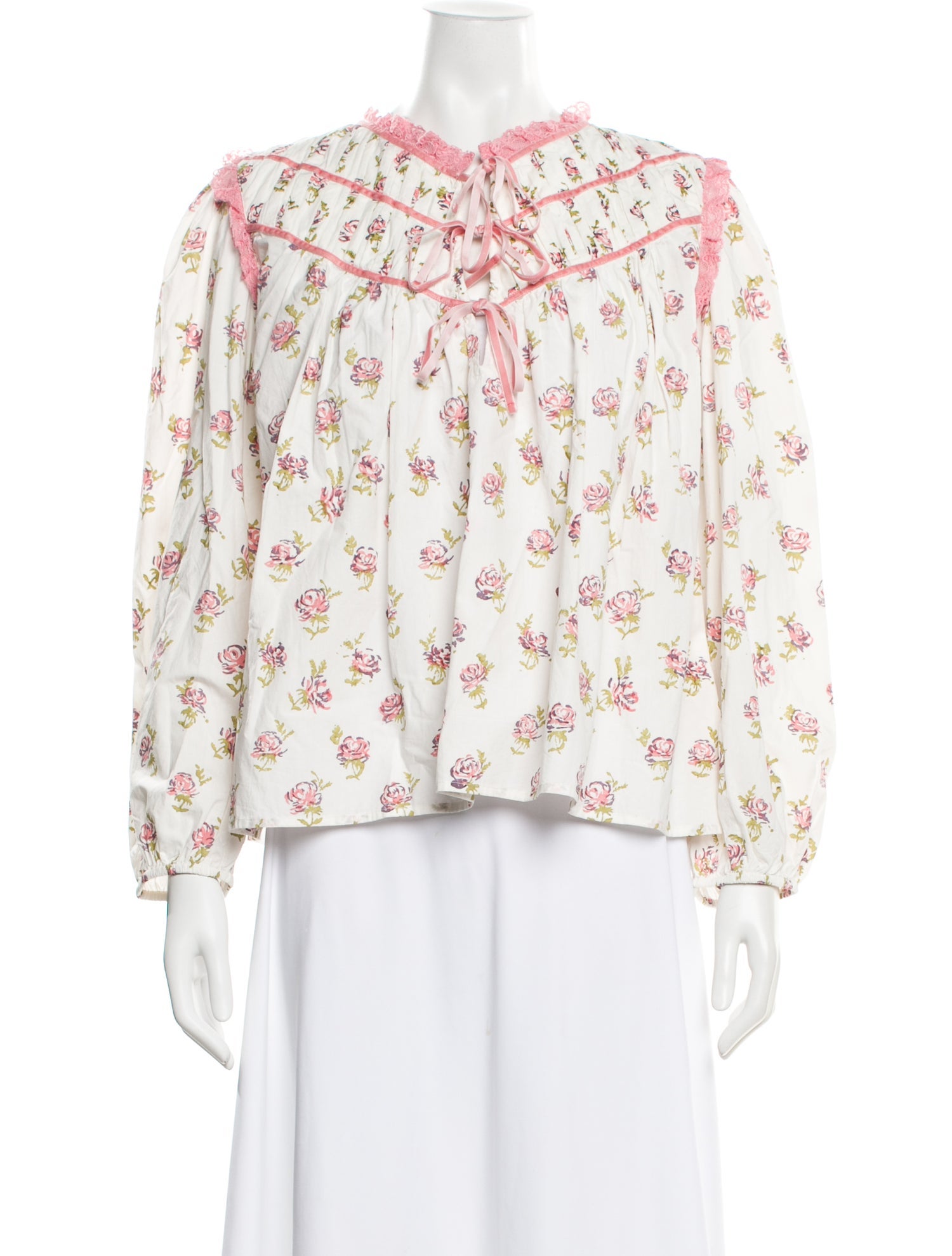 MILLE Floral Print Tie Neck Blouse w/ Tags