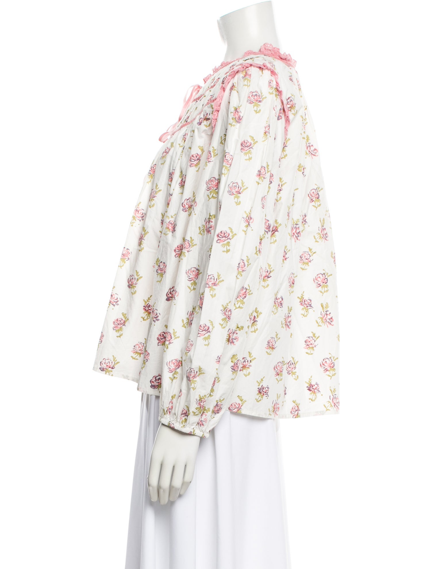 MILLE Floral Print Tie Neck Blouse w/ Tags