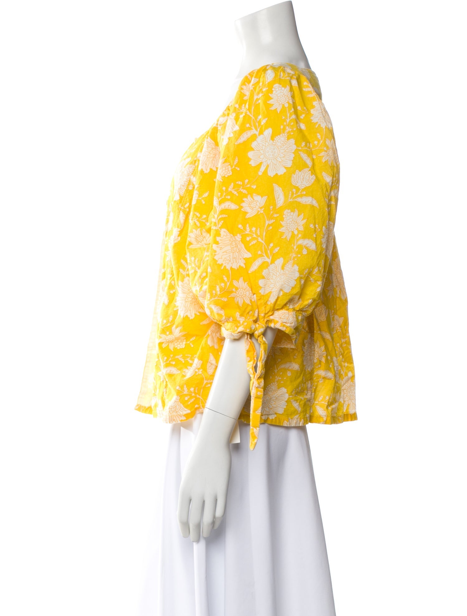 MILLE Floral Print Square Neckline Top