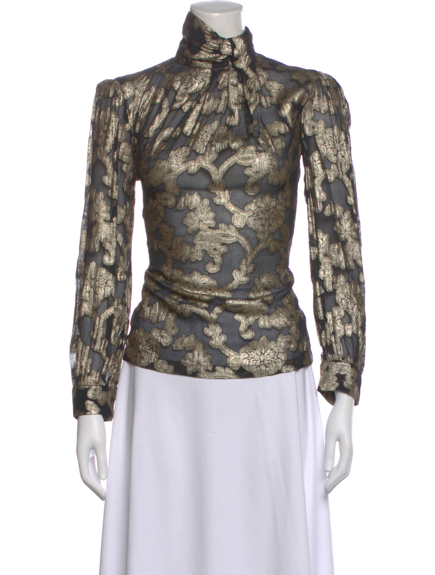 MILLE Patterned Tie Neck Top