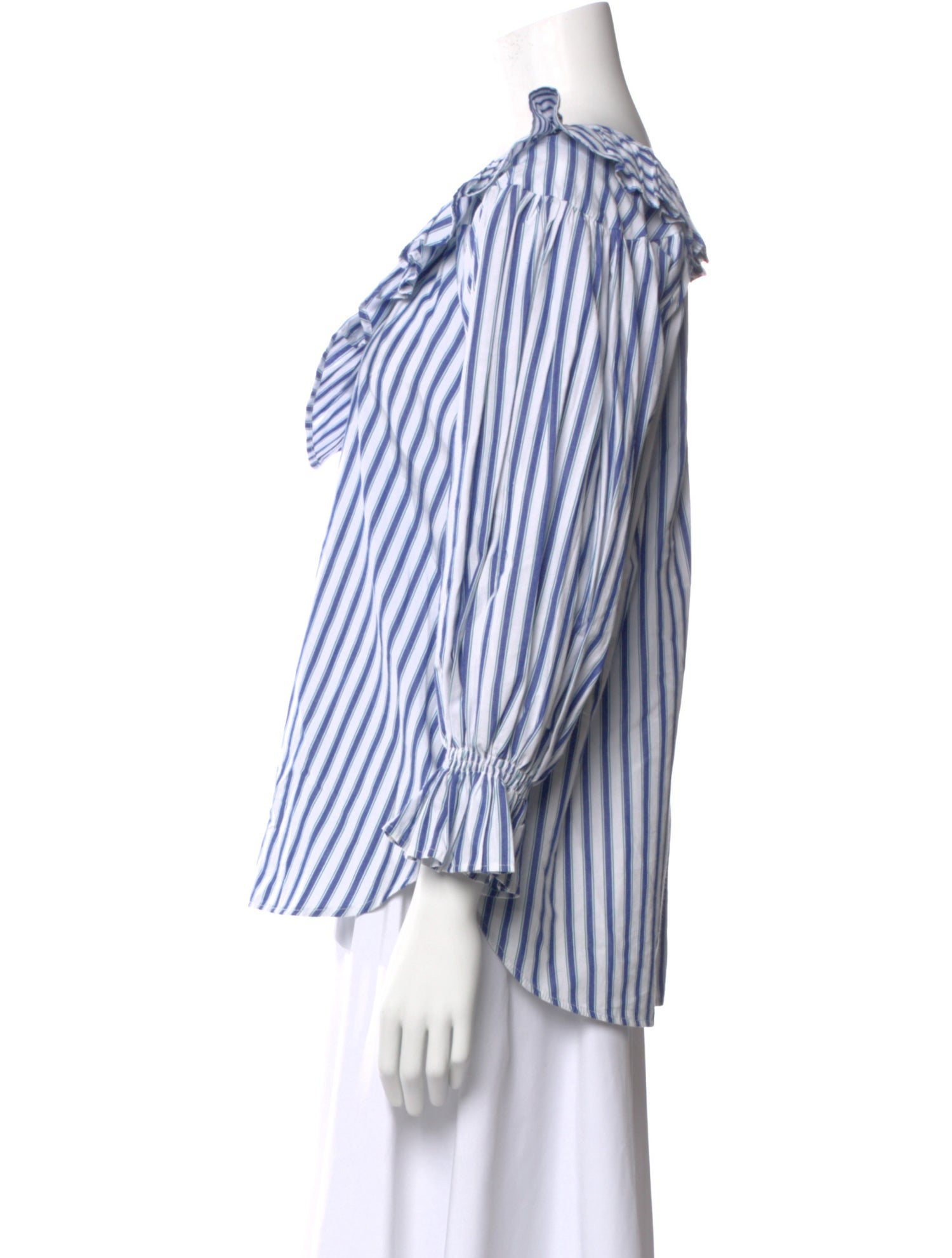 MILLE Striped Tie Neck Blouse