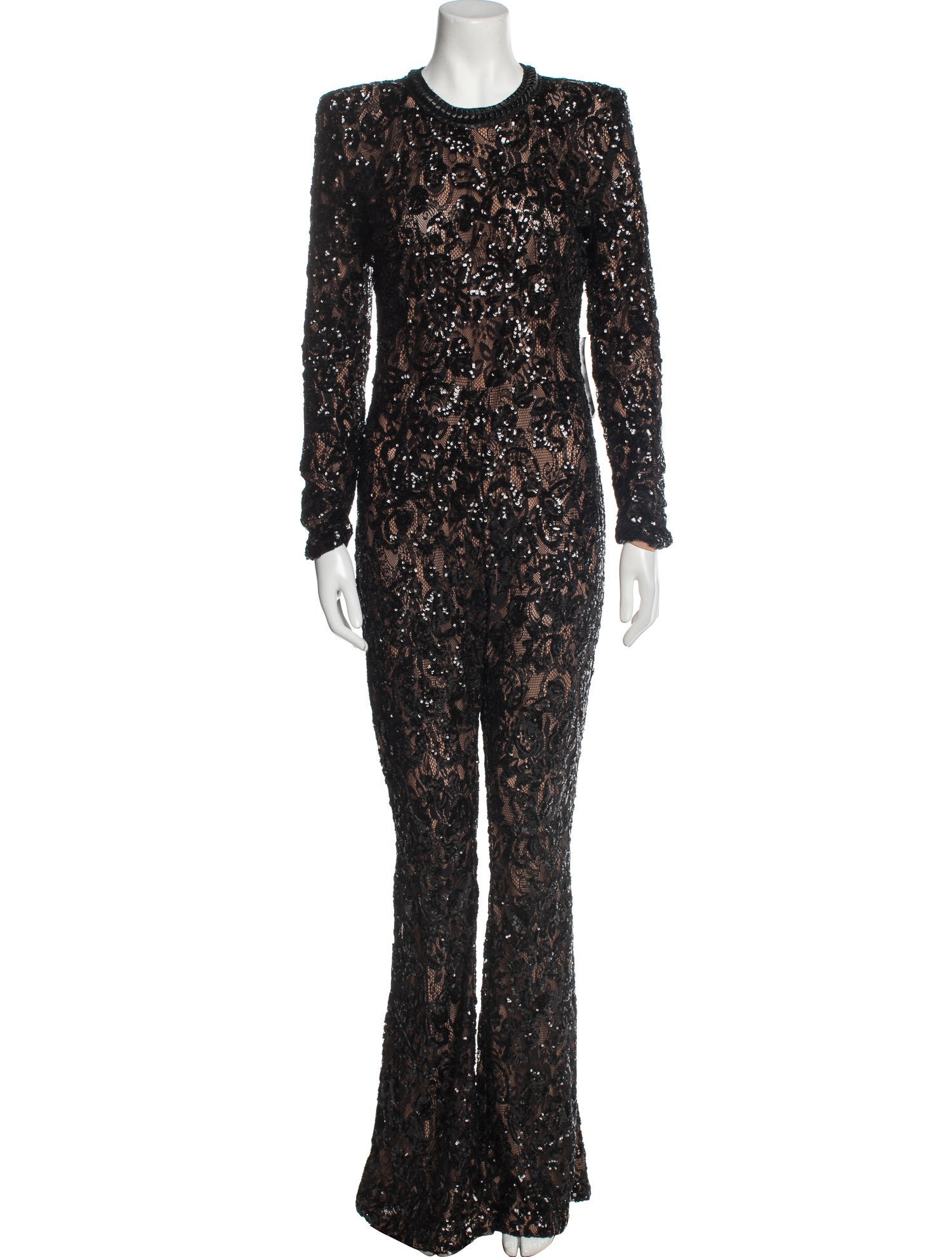Nadine Merabi Lace Pattern Crew Neck Jumpsuit w/ Tags