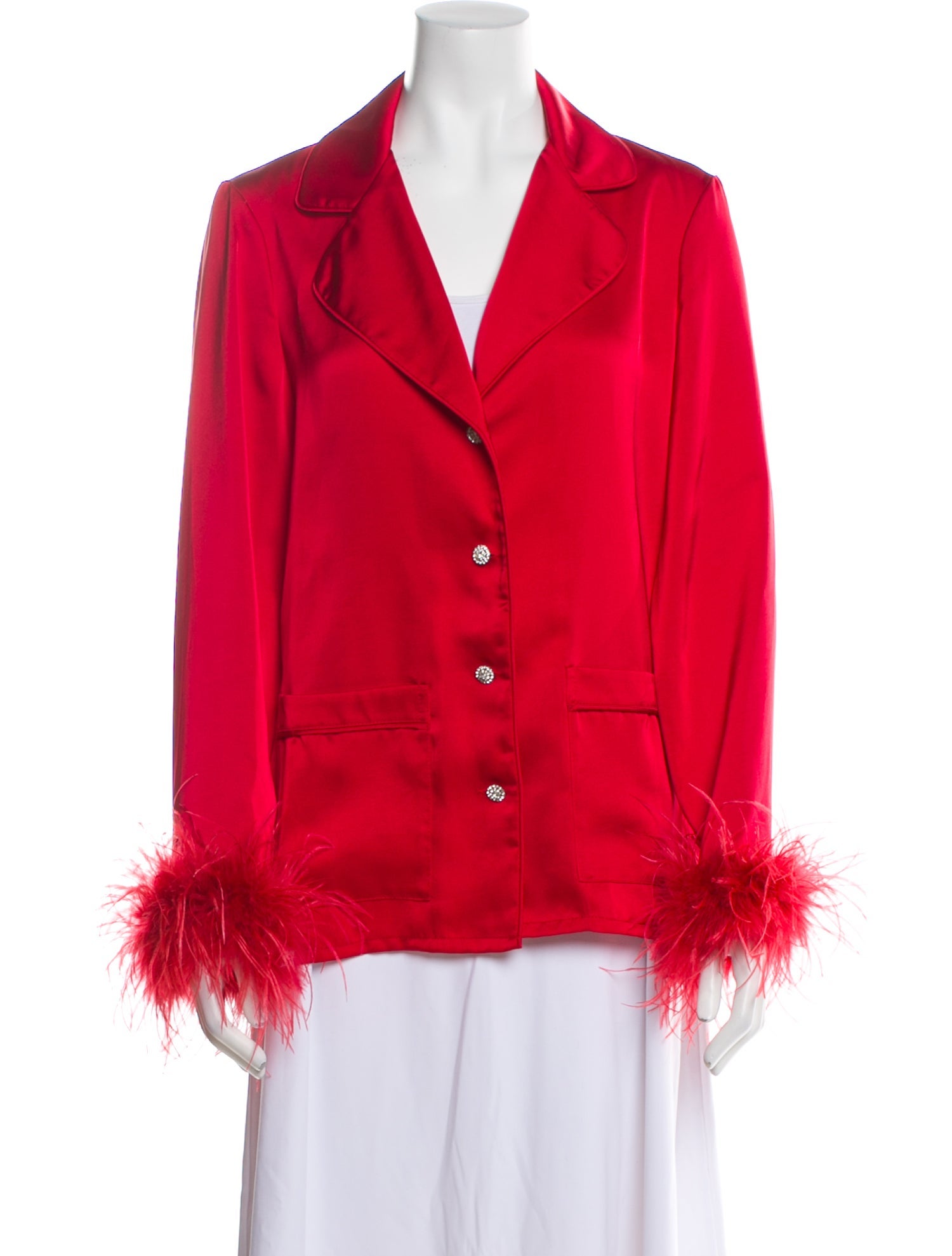 Nadine Merabi Feather Trim Pajamas