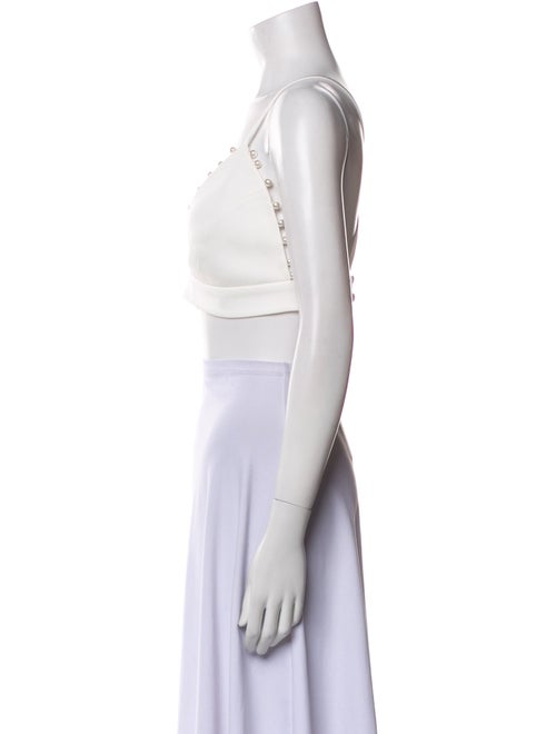 Nadine Merabi V-Neck Sleeveless Crop Top