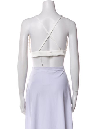 Nadine Merabi V-Neck Sleeveless Crop Top