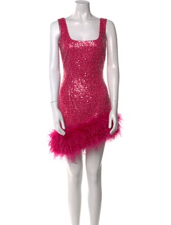 Nadine Merabi Ostrich Feather Mini Dress