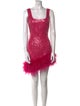 Nadine Merabi Ostrich Feather Mini Dress
