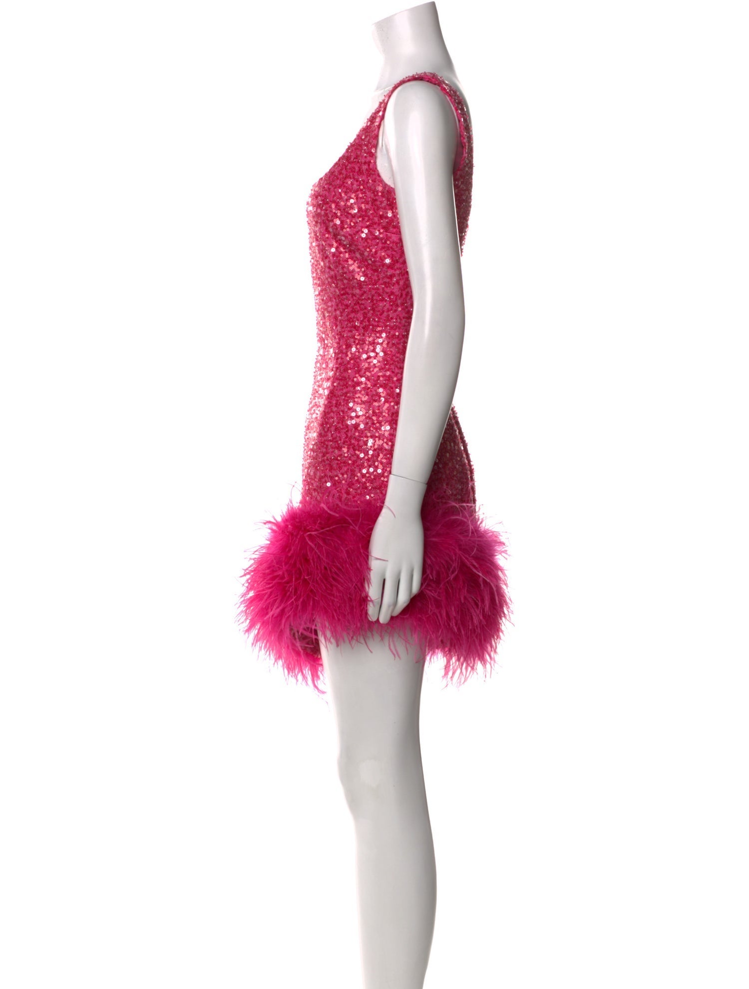 Nadine Merabi Ostrich Feather Mini Dress