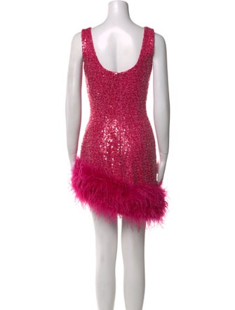 Nadine Merabi Ostrich Feather Mini Dress