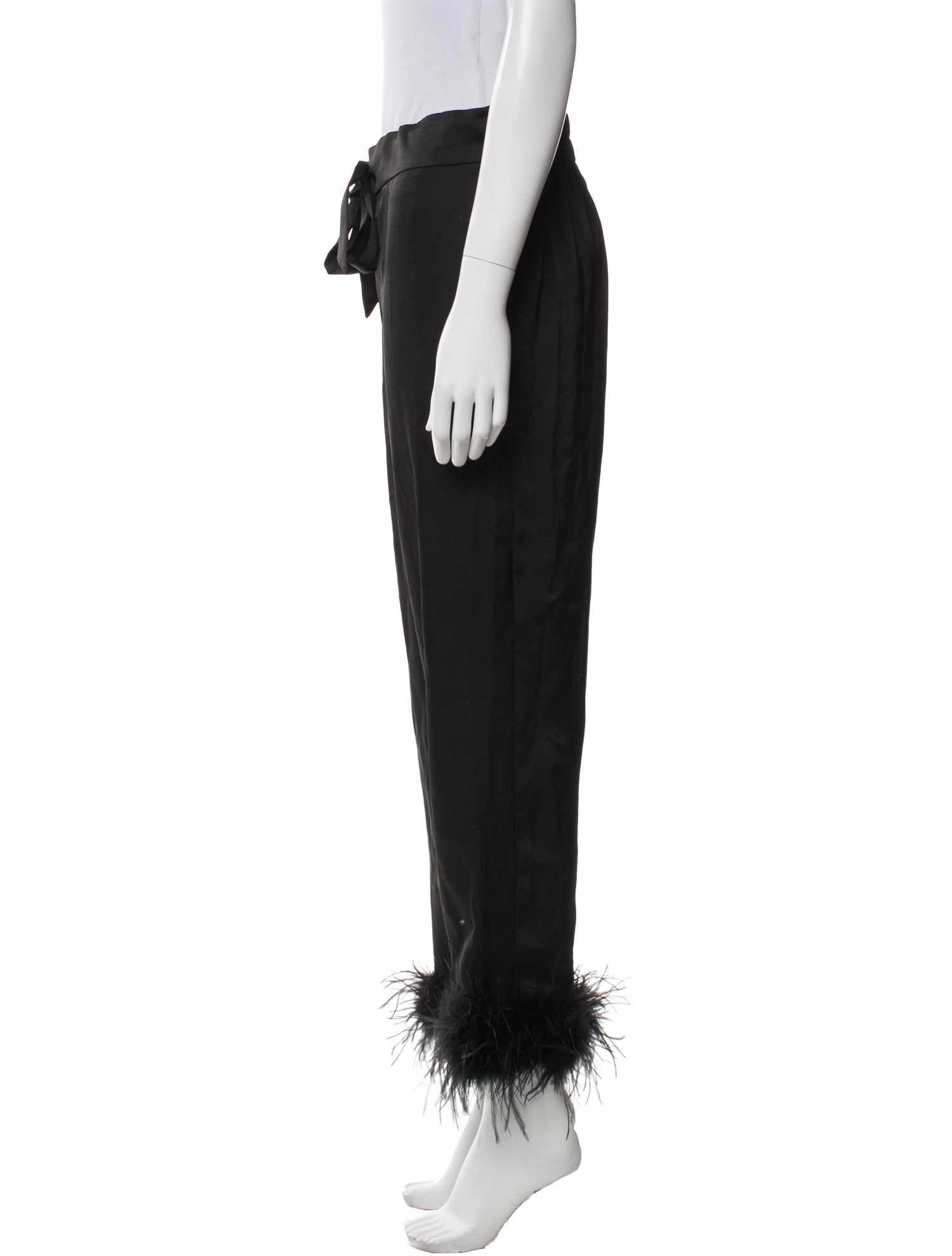 Nadine Merabi Silk Feather Trim Pajamas