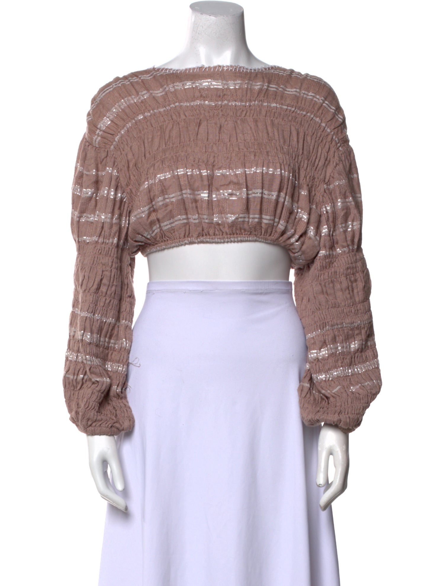 Pitusa Printed Bateau Neckline Crop Top