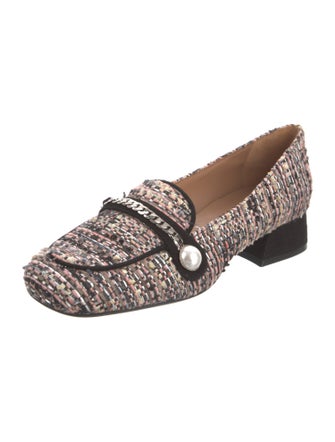 Roberto Festa Tweed Pattern Chain-Link Accents Loafers