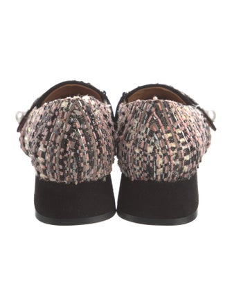 Roberto Festa Tweed Pattern Chain-Link Accents Loafers