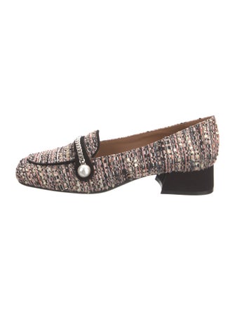Roberto Festa Tweed Pattern Chain-Link Accents Loafers