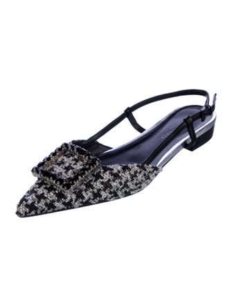 Roberto Festa Tweed Printed Slingback Flats