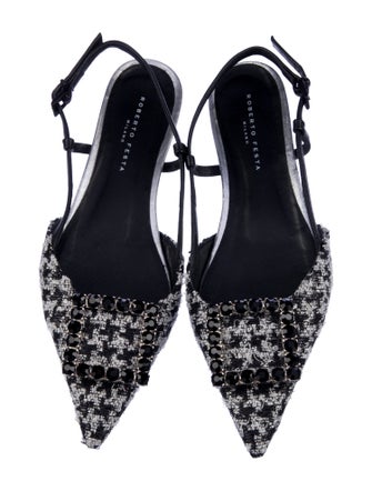 Roberto Festa Tweed Printed Slingback Flats