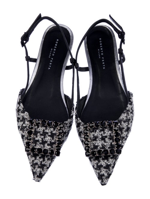 Roberto Festa Tweed Printed Slingback Flats