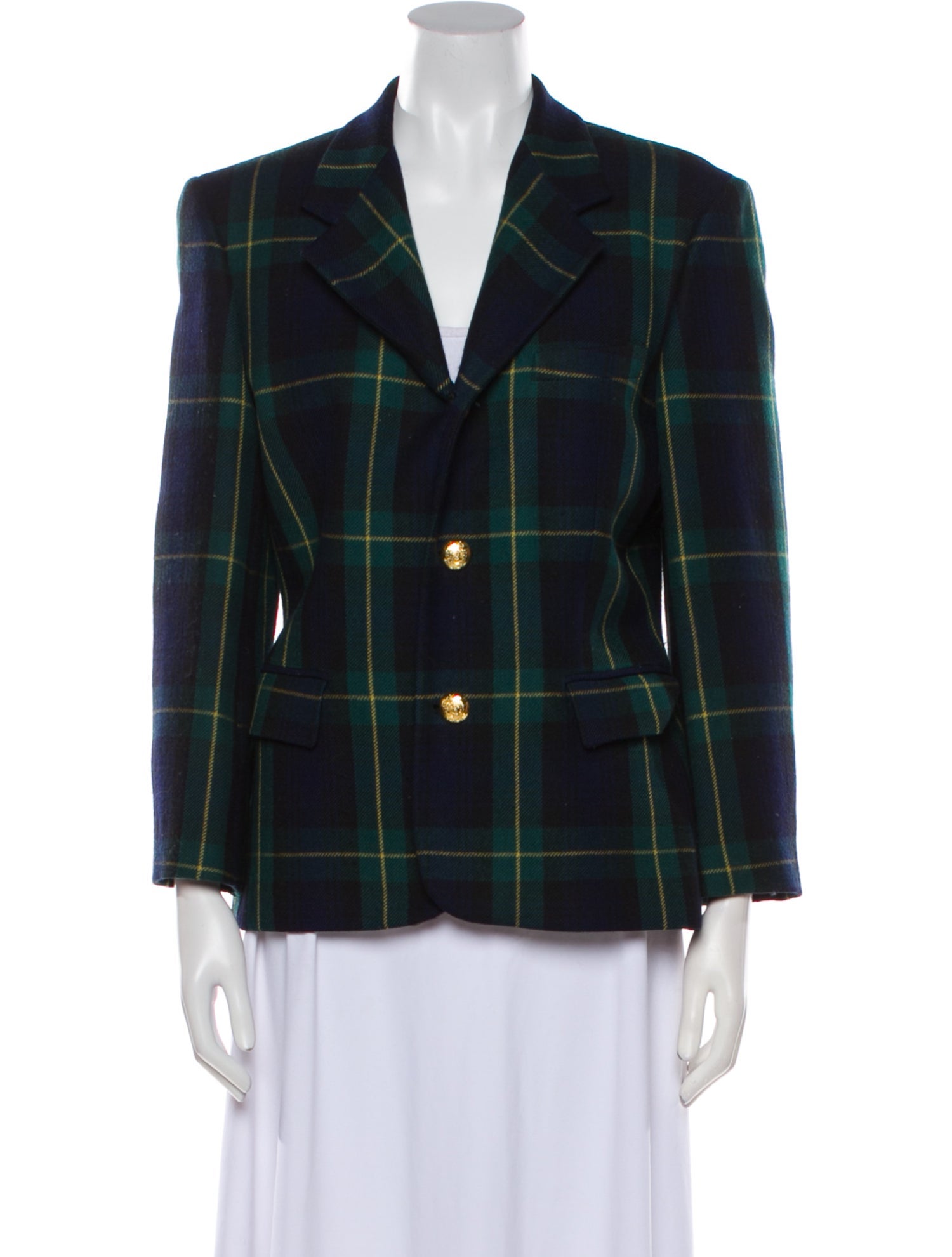 Ralph Ralph Lauren Wool Plaid Print Blazer