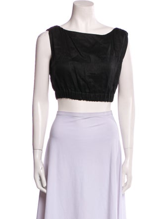 SIR. Linen Bateau Neckline Crop Top