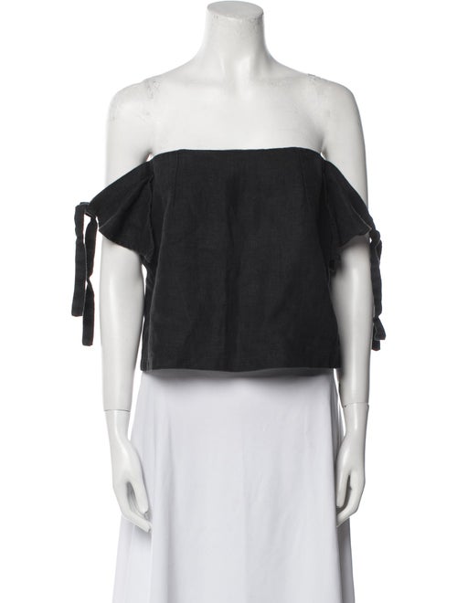 SIR. Linen Off-The-Shoulder Crop Top