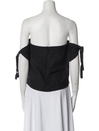 SIR. Linen Off-The-Shoulder Crop Top