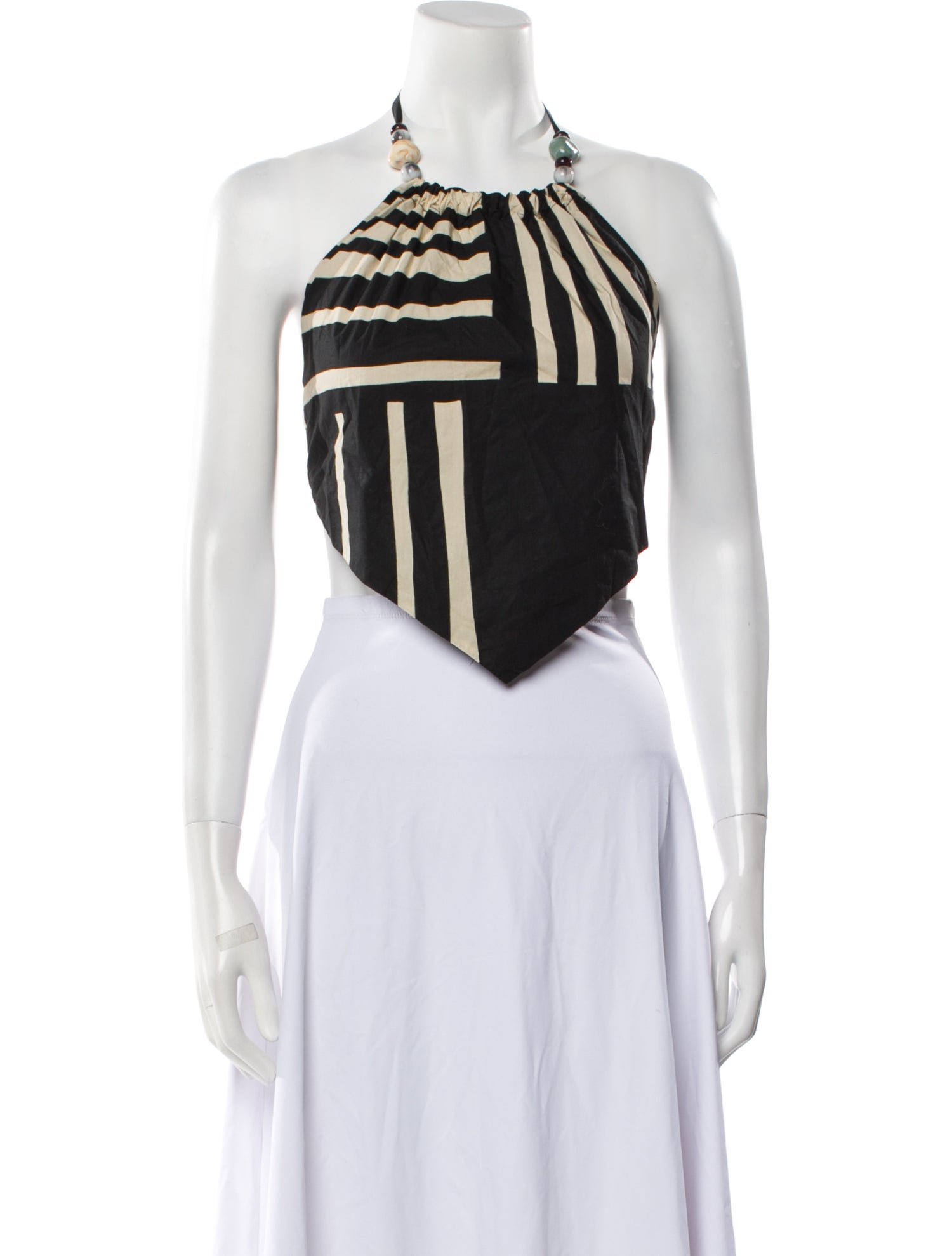 SIR. Graphic Print Halterneck Crop Top