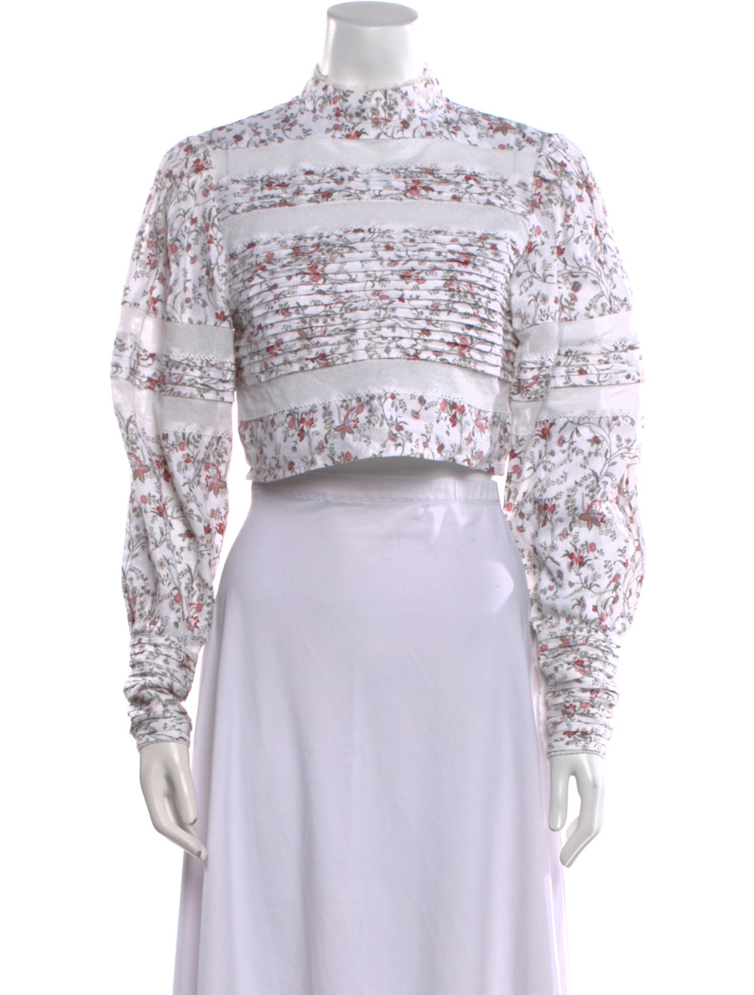SIR. Linen Lace Pattern Crop Top