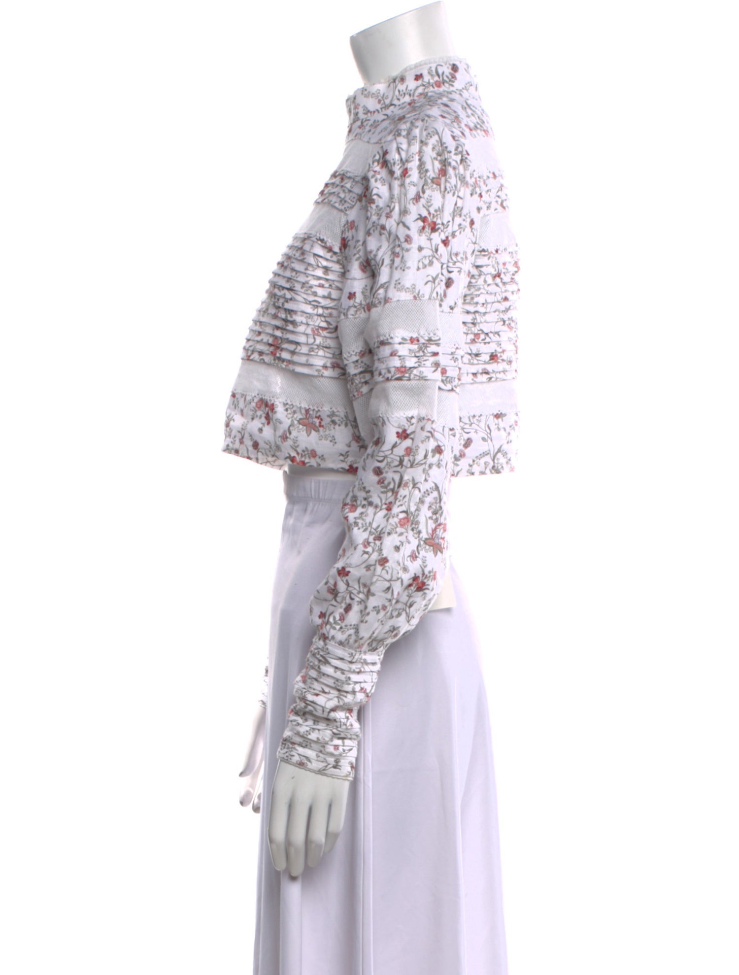 SIR. Linen Lace Pattern Crop Top