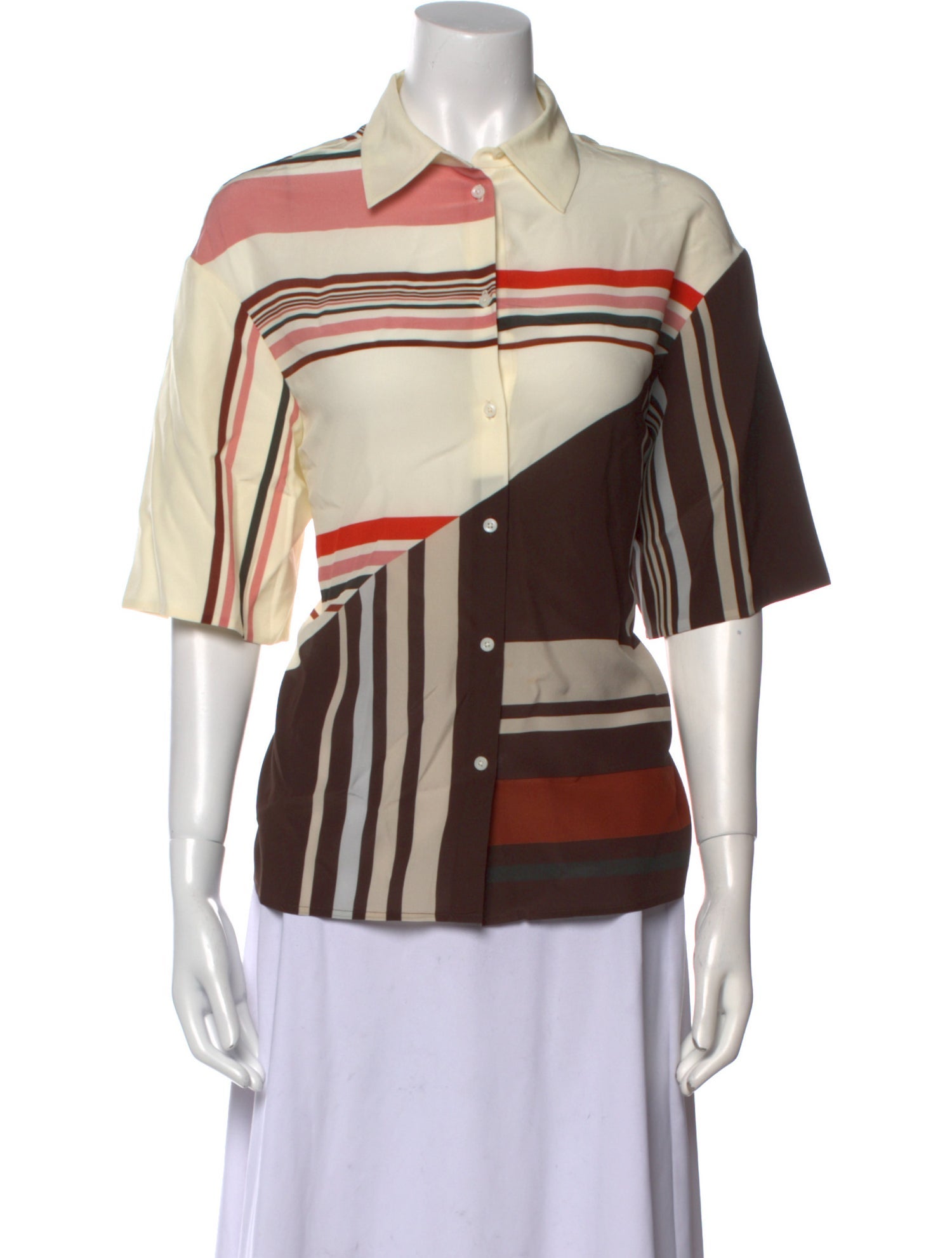 SIR. Silk Striped Button-Up Top