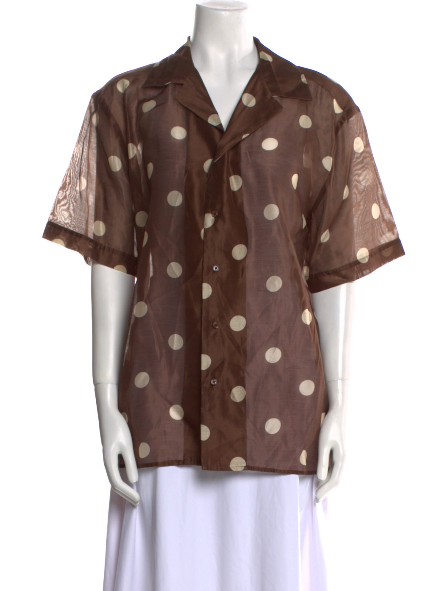 SIR. Polka Dot Print Short Sleeve Button-Up Top