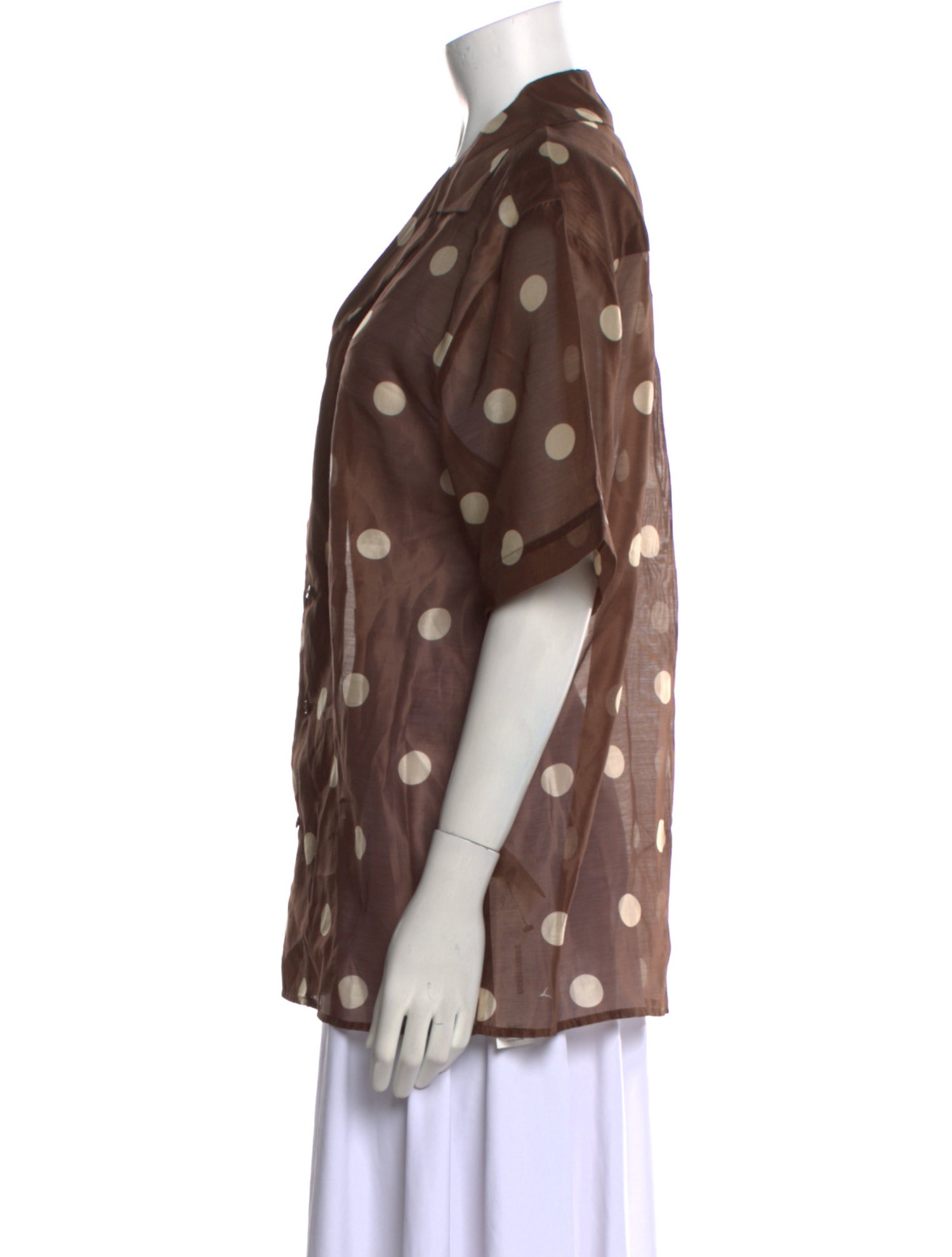 SIR. Polka Dot Print Short Sleeve Button-Up Top