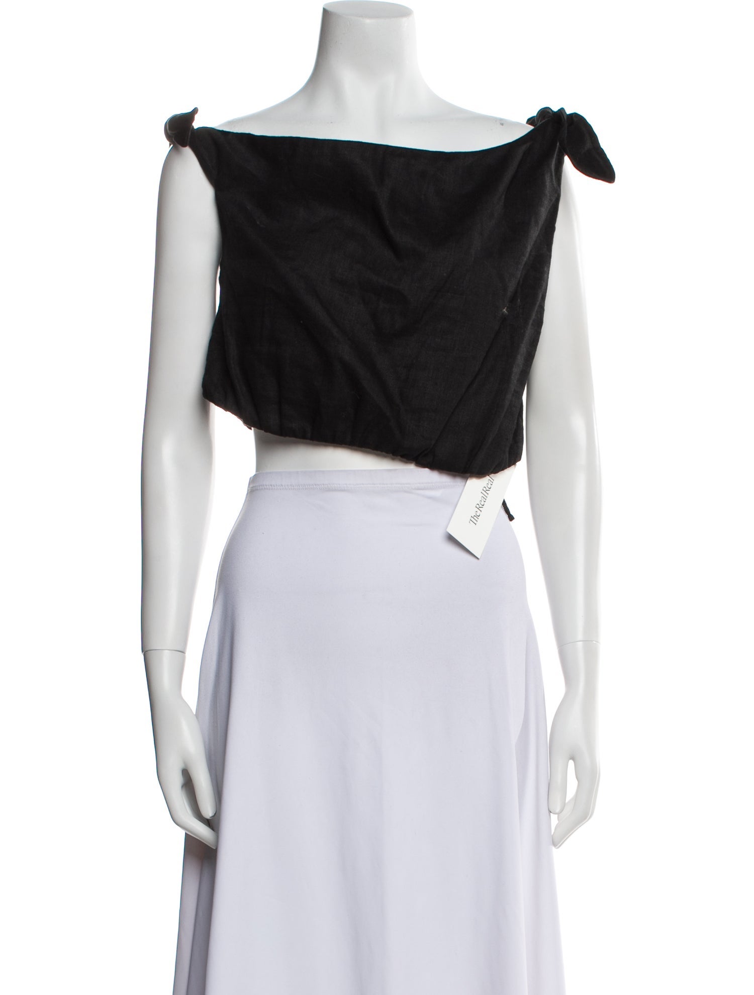 SIR. Linen Bateau Neckline Crop Top