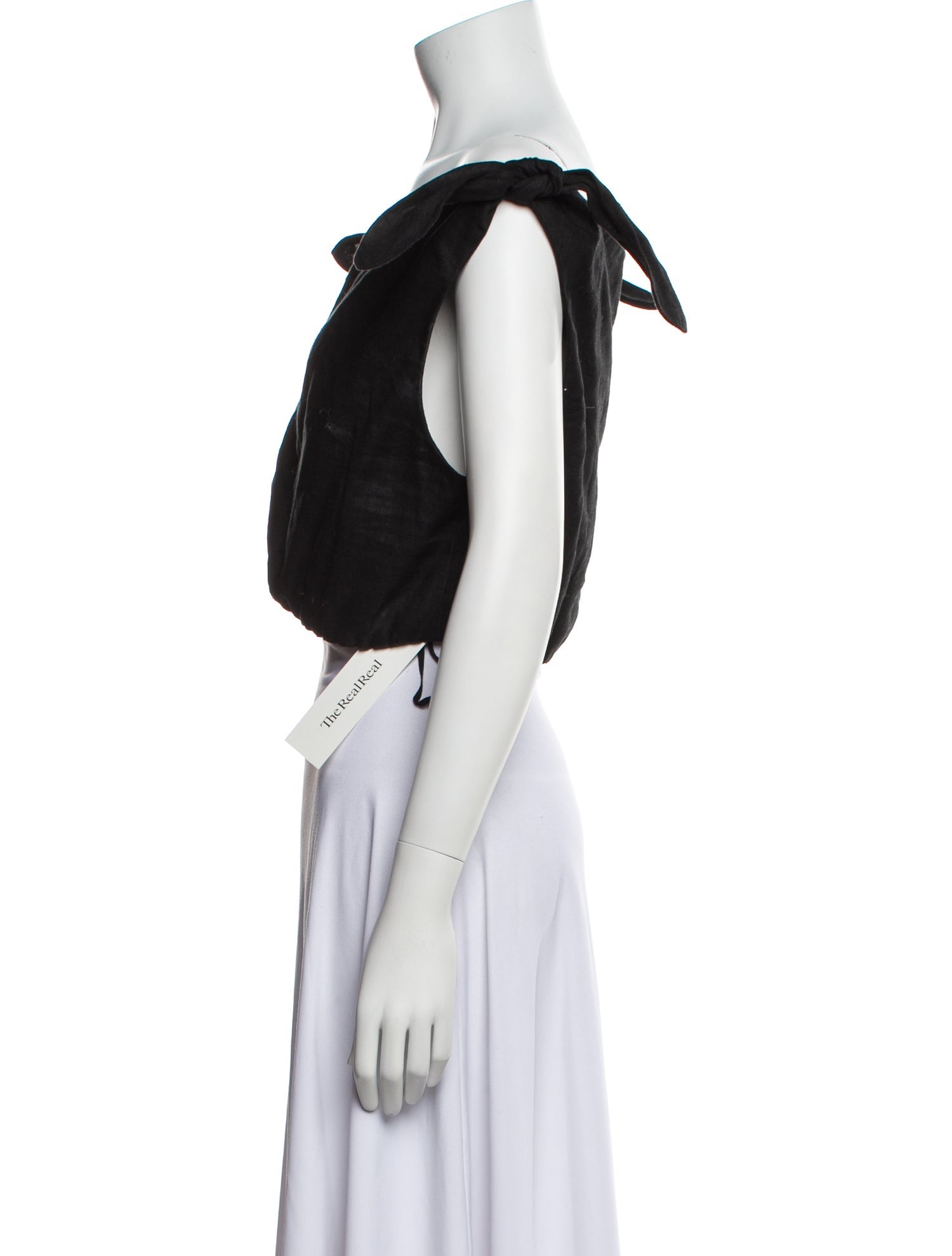 SIR. Linen Bateau Neckline Crop Top