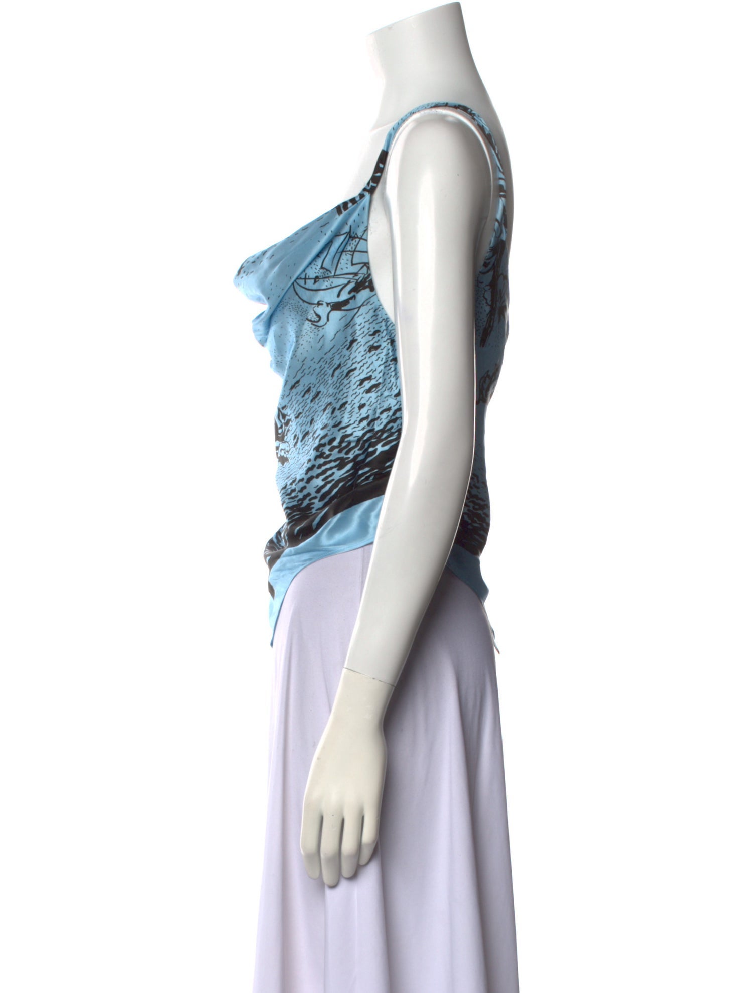 SIR. Silk Cowl Neck Crop Top