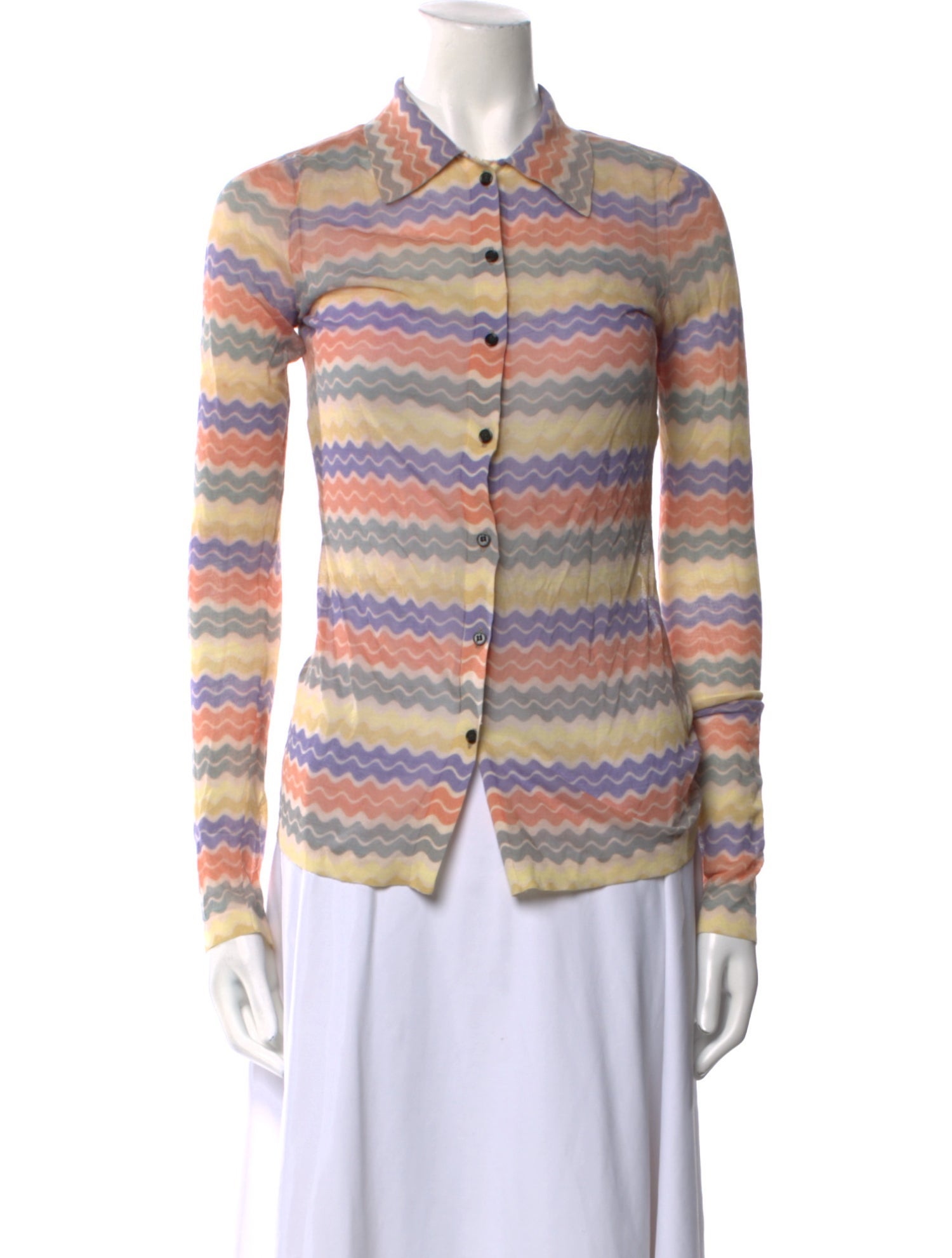 SIR. Striped Long Sleeve Button-Up Top