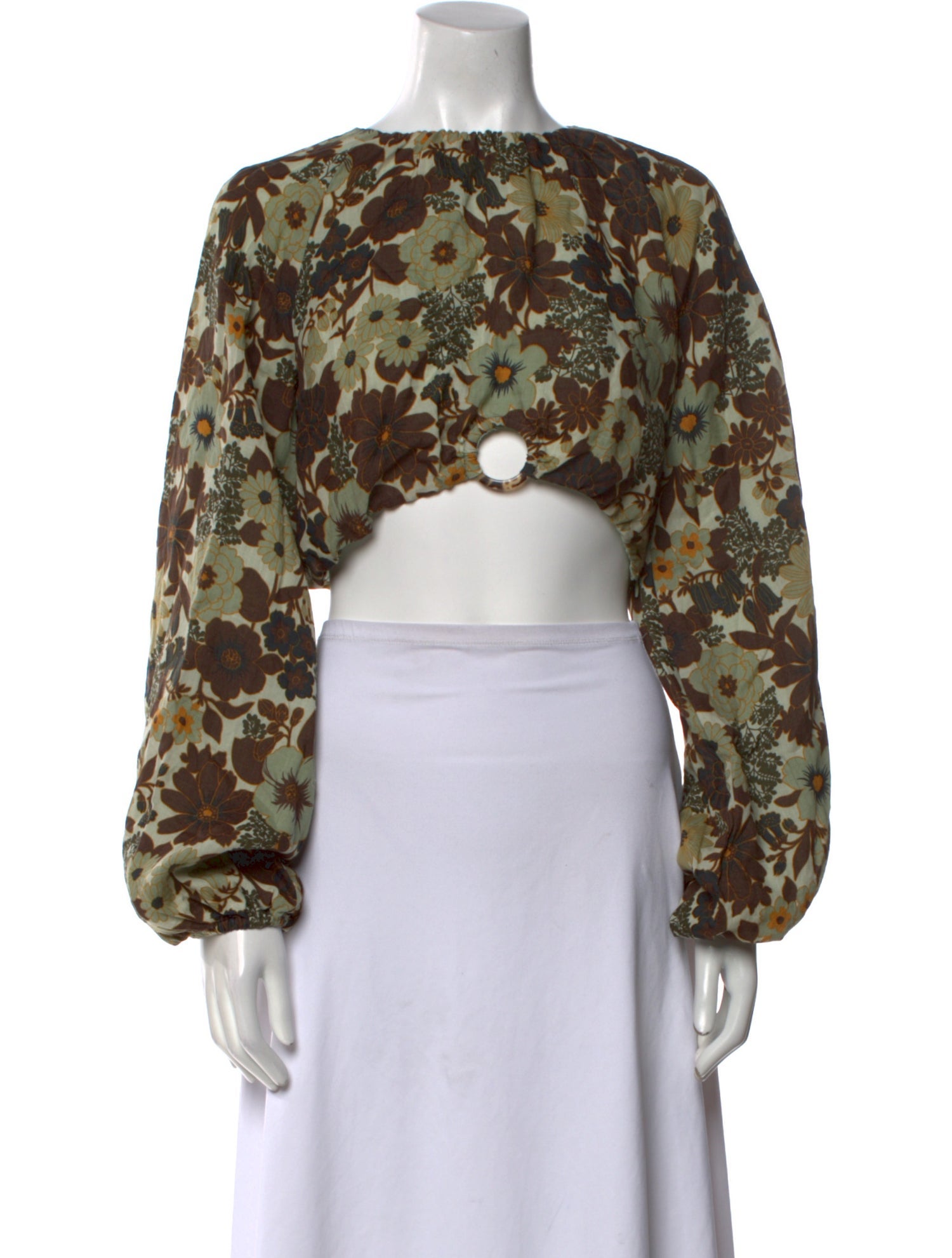 SIR. Floral Print Scoop Neck Crop Top