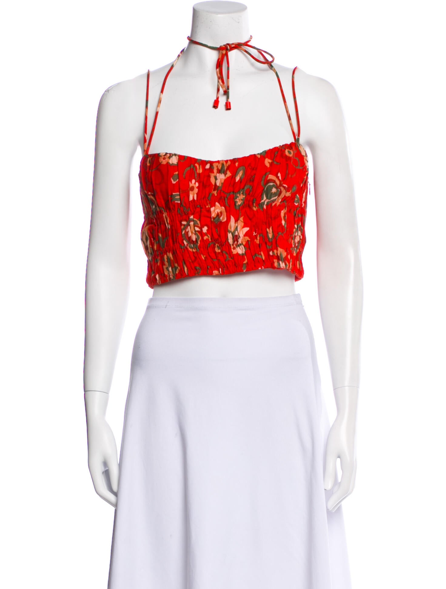 SIR. reyes Gathered Floral Print Crop Top