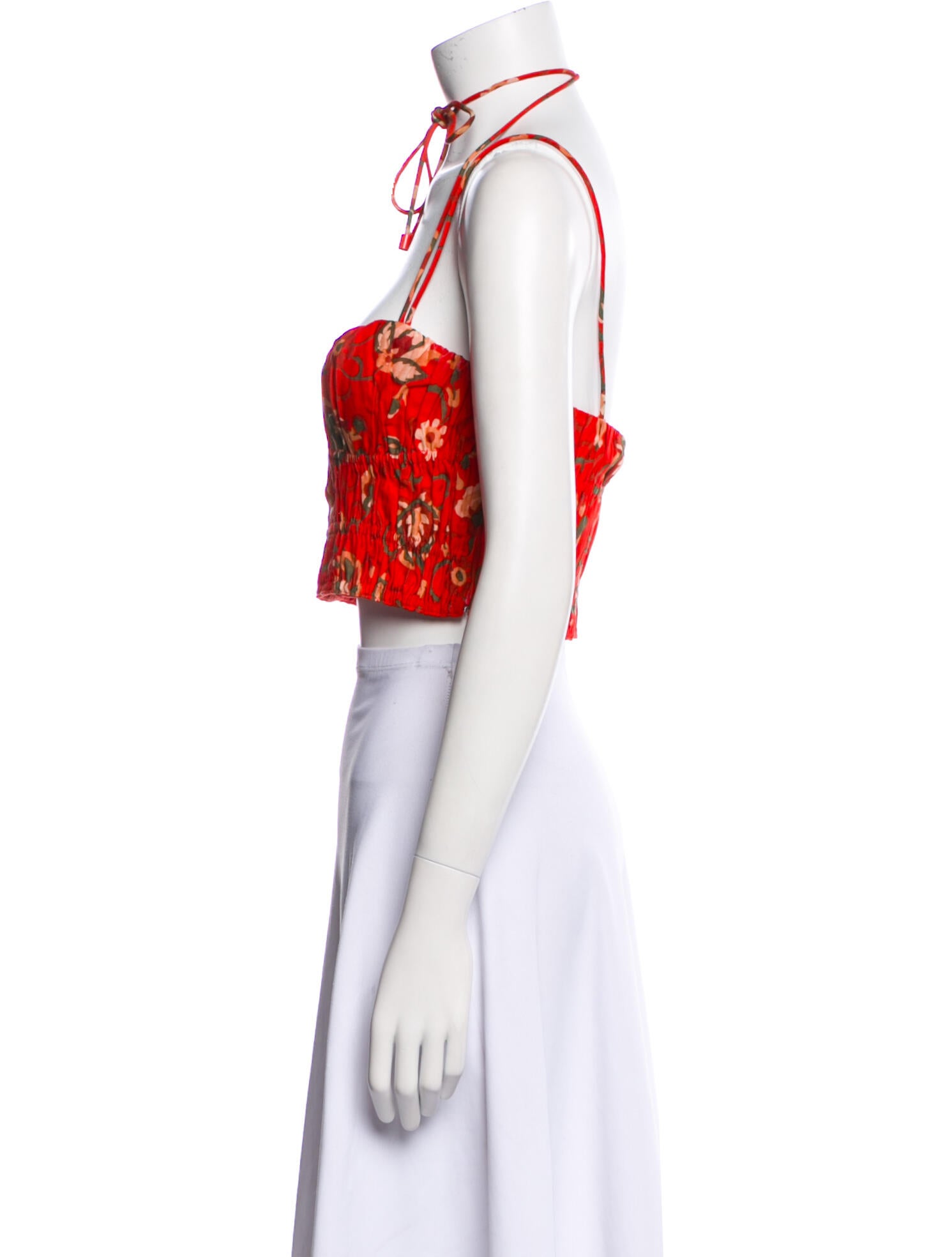 SIR. reyes Gathered Floral Print Crop Top