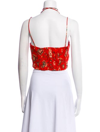 SIR. reyes Gathered Floral Print Crop Top