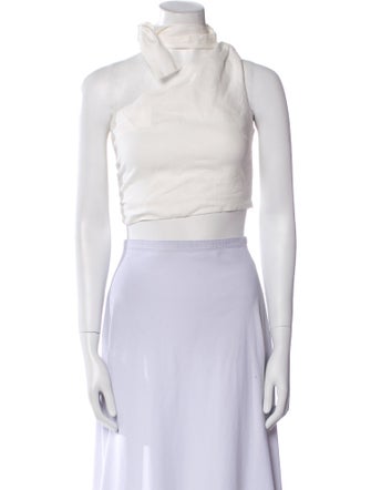 SIR. Linen One-Shoulder Crop Top