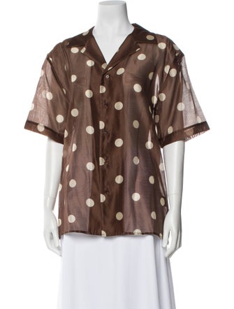 SIR. Polka Dot Print V-Neck Button-Up Top