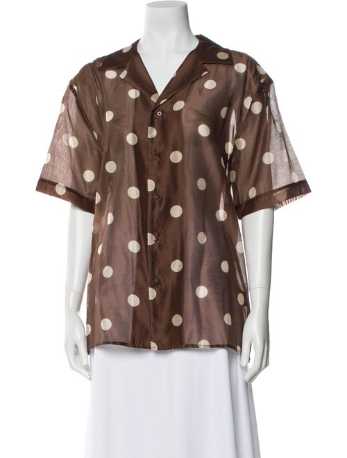 SIR. Polka Dot Print V-Neck Button-Up Top